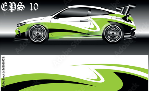 Car wrap design. Livery design for racing car. sedan  hatchback. vector format.