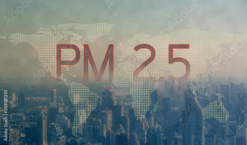 Cuadro en lienzo Fog or haze combined with smoke and other atmospheric pollutants in the city from PM 2