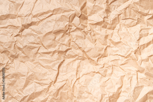 Brown crumpled paper sheet isolated