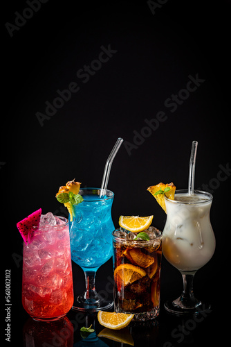Set of classic alcohol cocktails