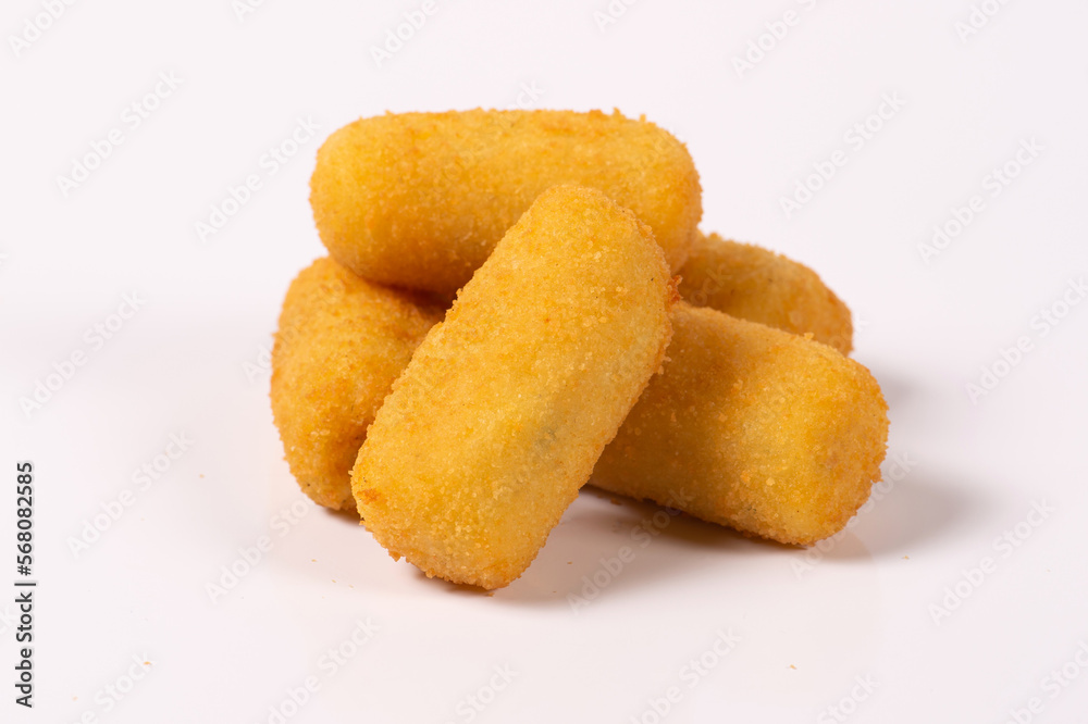 Fried potato croquettes isolated in a white background Fried potato croquettes isolated in a white background
