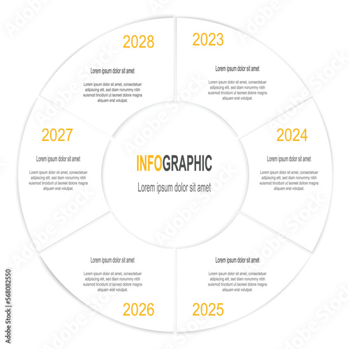 Infographic White circle template  6 steps business data illustration