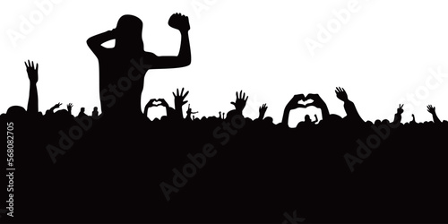 audience concert silhouette. people crowd in festival icon, sign and symbol.