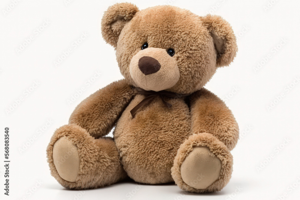 Teddy bear that is cute, isolated on a white backdrop. Generative AI Teddy bear that is cute, isolated on a white backdrop. Generative AI