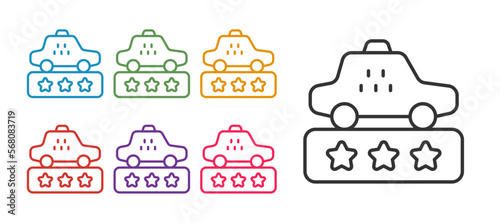Set line Taxi service rating icon isolated on white background. Set icons colorful. Vector