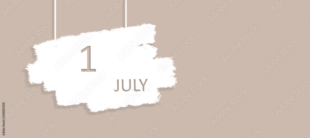 July 1st . Day 1 of month, Calendar date. Poster, badge design, opening coming soon banners with calendar date. Summer month, day of the year concept.