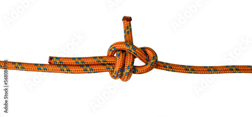 double sheet bend knot orange rope example, png transparent background	