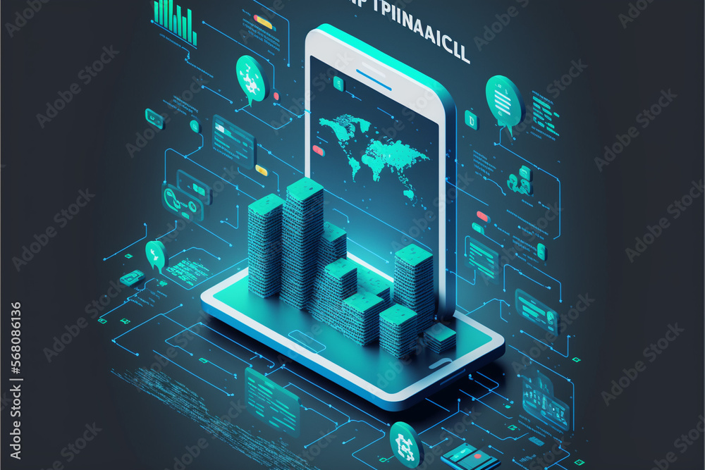 Global Mobile Finance: Harnessing the Power of Data and financial security. AI generated.