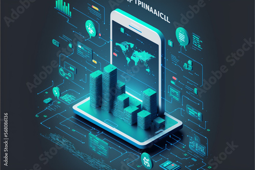 Global Mobile Finance: Harnessing the Power of Data and financial security. AI generated.