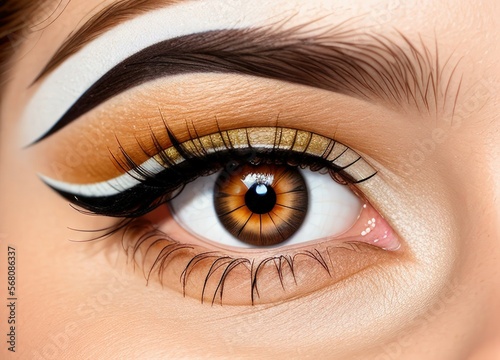 close up of a female eye with makeup