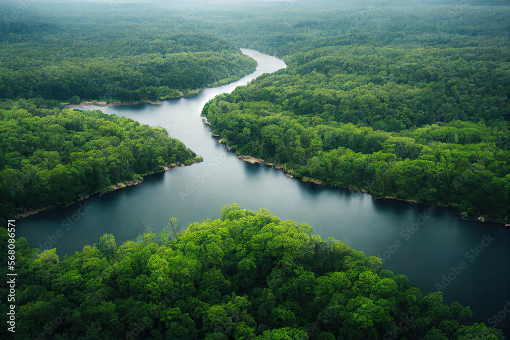 Lush rainforest and rivers in summer, rainforest covered by green trees, beautiful tropical vista landscape, similar to Amazon rainforest, Congo, Southeast Asia, and other regions, generate ai. Lush rainforest and rivers in summer, rainforest covered by green trees, beautiful tropical vista landscape, similar to Amazon rainforest, Congo, Southeast Asia, and other regions, generate ai.