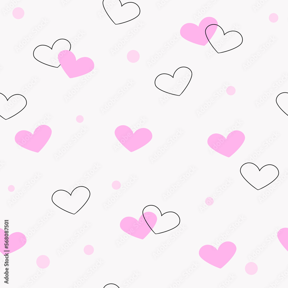 seamless patern with hearts on white background valentine's day