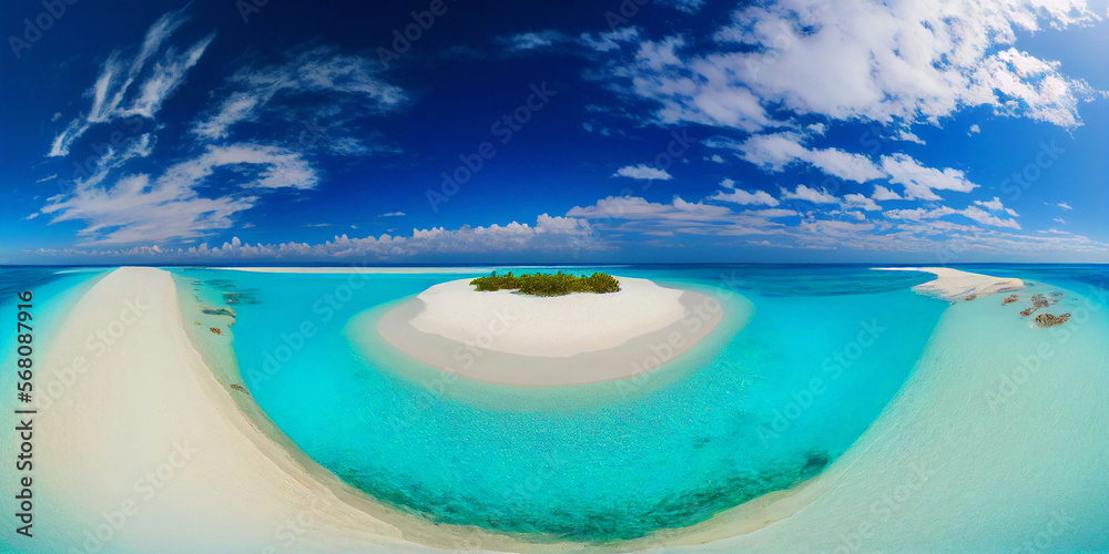 Tropical Beach Panoramic - Generative Ai