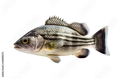 Sea bass fish close-up isolated on white background