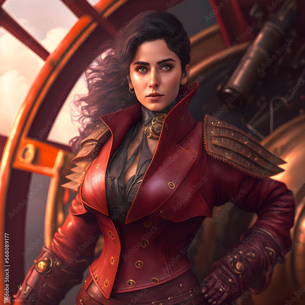 Full Body Shot Of A Hispanic Girl In A Dark Red Leather Suit In A Full body shot of a hispanic girl in a dark red leather suit in a