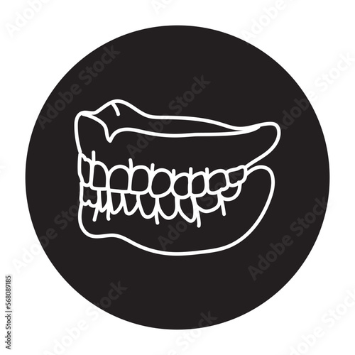 False teeth line icon. Dental prosthetic.