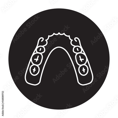 Removable partial denture line icon. Dental prosthetic.