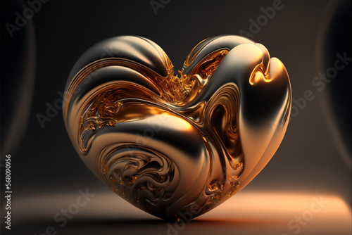 Złote serce, Golden Heart, Abstract, Generative AI