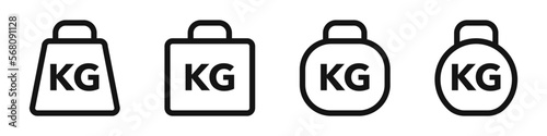 Weight icon set. Kg. Dumbbells isolated on white background. Vector illustration