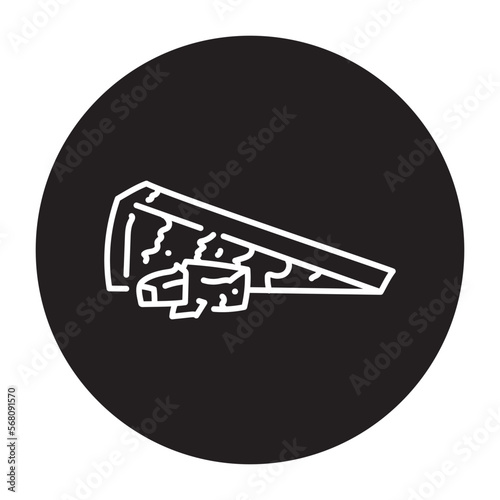 Parmesan cheese black line icon. Dairy product.