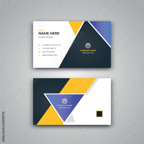 Blue modern creative business card and name card, horizontal simple clean template vector design,