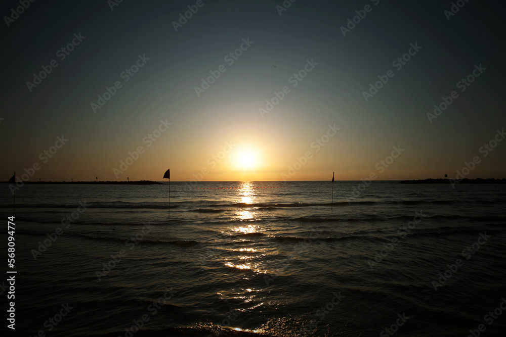 A beautiful sunset at the Red Sea in Israel.