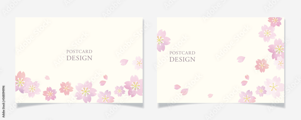 桜の花びらをモチーフにしたポストカードデザインI