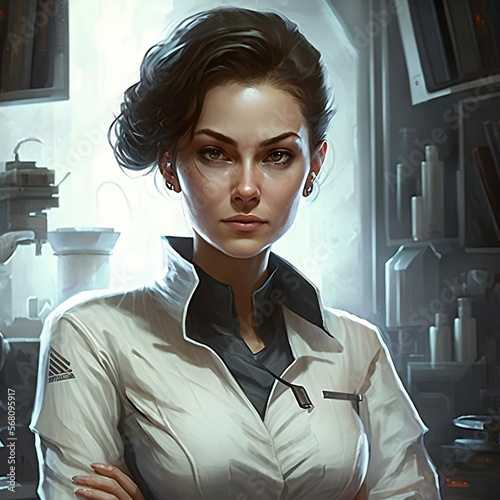 Role-play sci-fi character: woman scientist