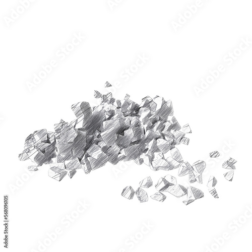 Rock debris isolated transparent background drawing 