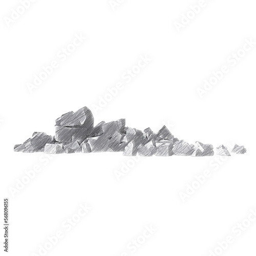 Rock debris isolated transparent background drawing 