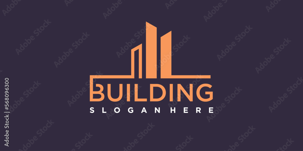 Building logo design with modern idea, real estate, apartment, house