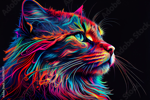psychedelic cat art. Generative AI