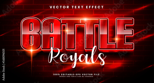 Battle royals 3d editable vector text effect with red luxury concept.