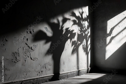 Dark empty scary room, rays...