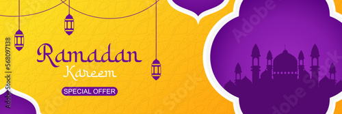ramadan kareem banner, banner template for sales and offers in ramadan month