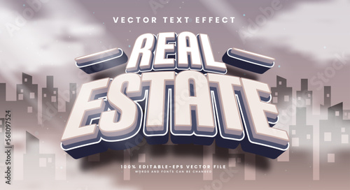 Real estate 3d editable vector text style effect, suitable for property business needs