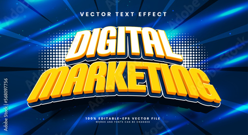 Digital marketing 3d editable vector text style effect, suitable for business marketing needs