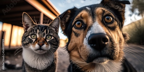 Best friend dog and cat. Generative AI