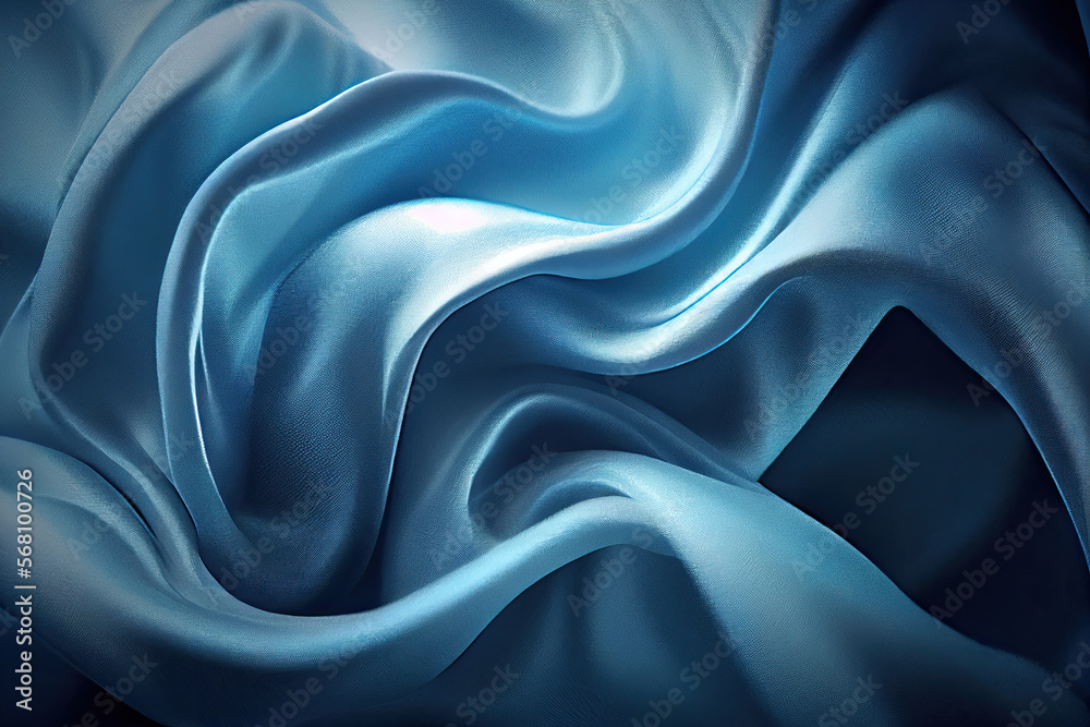 Obraz premium Blue soft silk background, generative AI