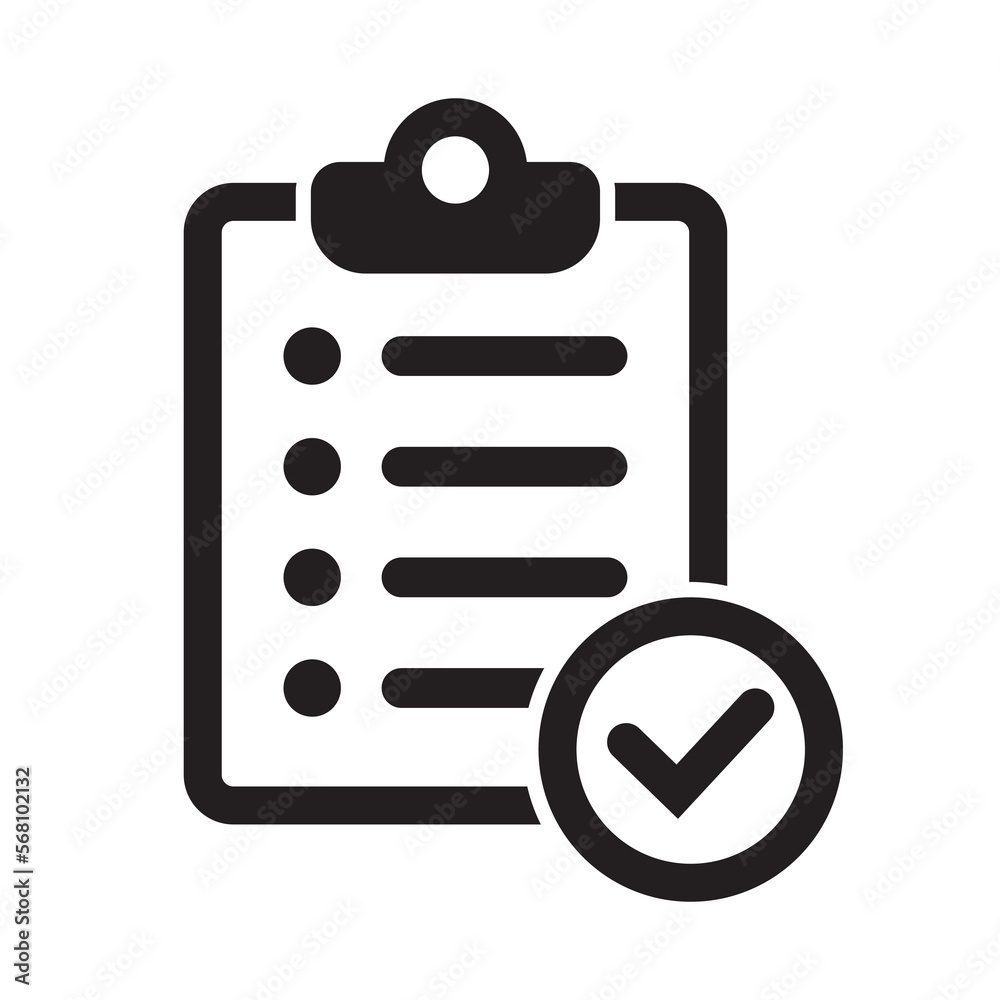 Clipboard with mark icon in flat style isolated on background. Checklist sign symbol for web site and app design. Clipboard with mark icon in flat style isolated on background. Checklist sign symbol for web site and app design.