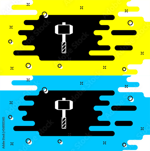 White Medieval battle hammer icon isolated on black background. Vector