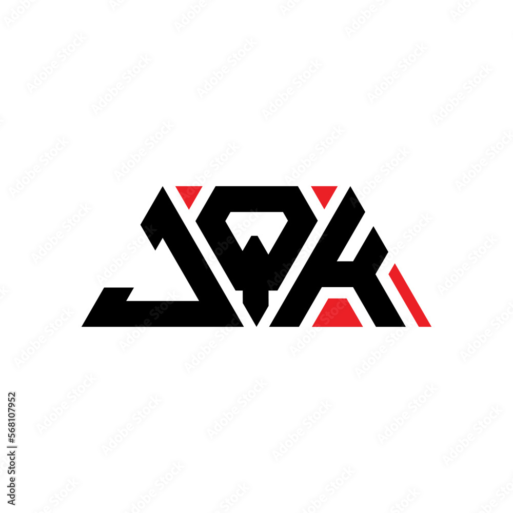 JQK triangle letter logo design with triangle shape. JQK triangle logo design monogram. JQK triangle vector logo template with red color. JQK triangular logo Simple, Elegant, and Luxurious Logo...