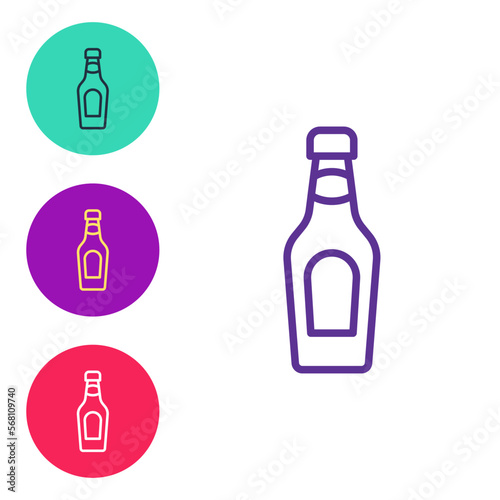 Set line Champagne bottle icon isolated on white background. Merry Christmas and Happy New Year. Set icons colorful. Vector