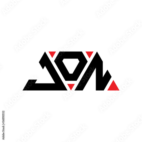 JON triangle letter logo design with triangle shape. JON triangle logo design monogram. JON triangle vector logo template with red color. JON triangular logo Simple, Elegant, and Luxurious Logo...