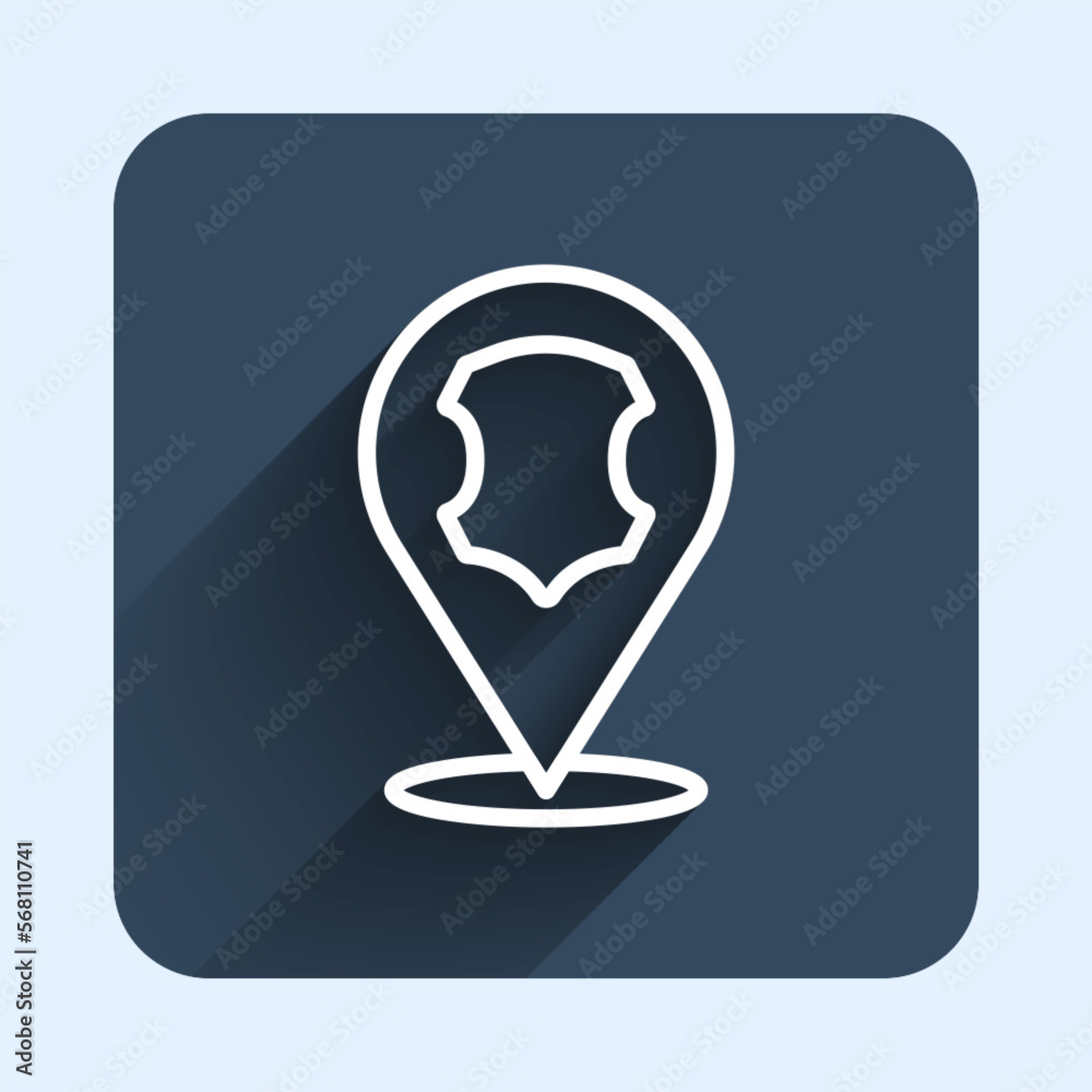 White line Leather icon isolated with long shadow background. Blue square button. Vector