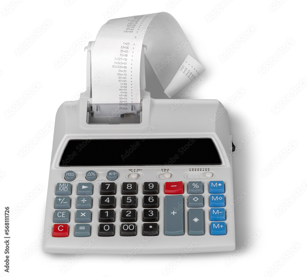 Printing Calculator with Paper Tape Rolled Up Printing Calculator with Paper Tape Rolled Up