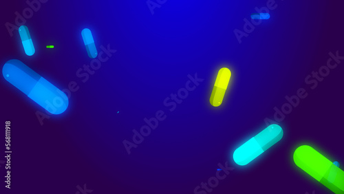 Drug prescription forpill medicine capsule pattern with blue background. Abstract healthcare technology and science medical concept.