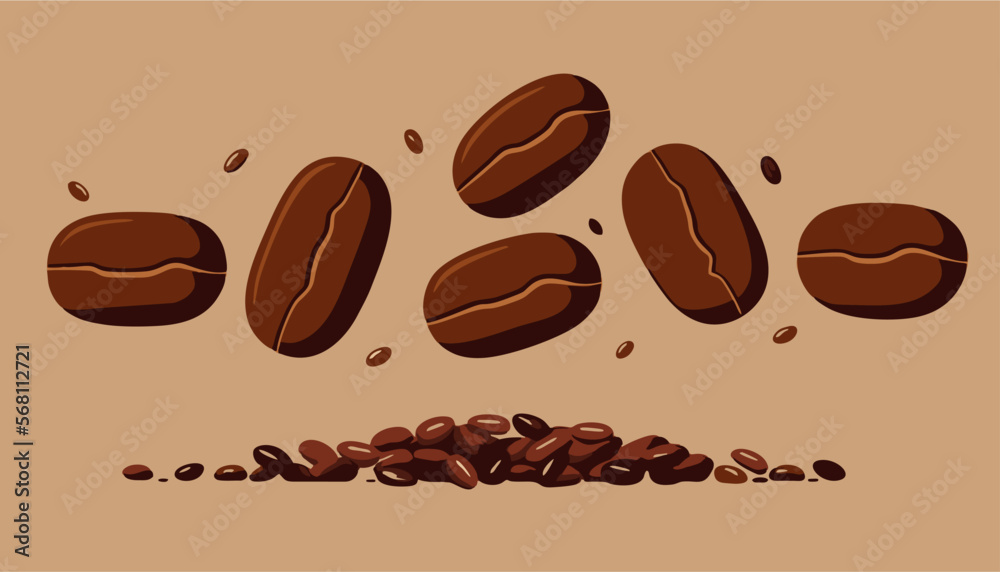 Obraz premium Coffee shop label badge template. Coffee beans hand drawn silhouette. Coffee seed simple icon. Vector