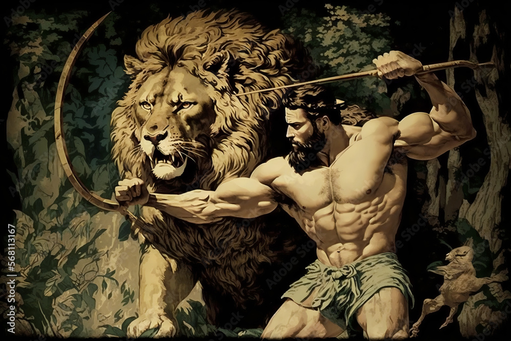 The Illustration Depicts Hercules The Greek Mythological Hero As He The Illustration Depicts Hercules The Greek Mythological Hero As He
