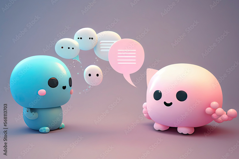 minimal cute chatbot and chat bubbles. modern technology. 3d rendering minimal cute chatbot and chat bubbles. modern technology. 3d rendering